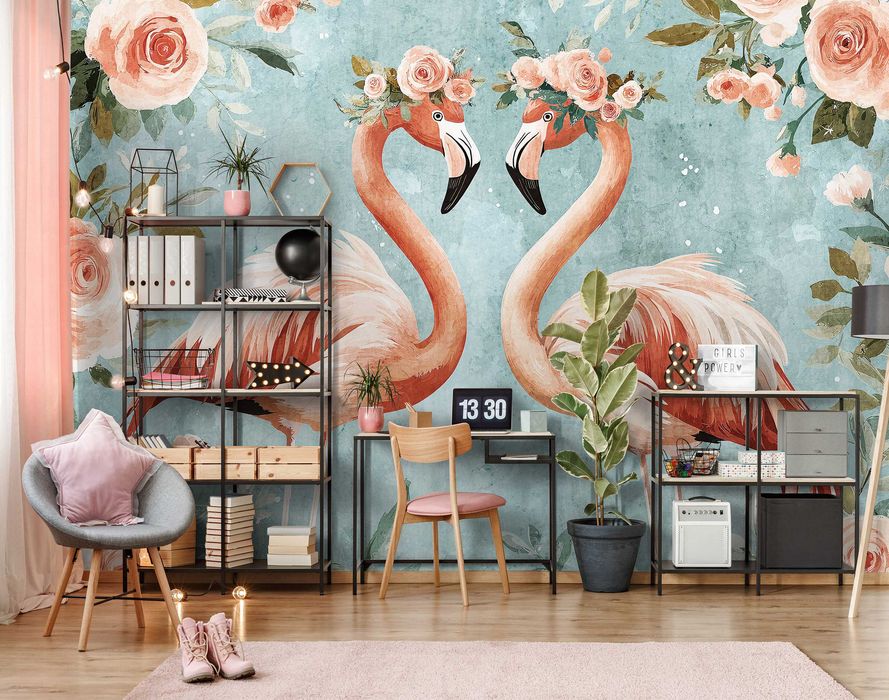 Fototapeta Flamingi Ptaki Natura Widok Do Pokoju Sypialni 3D + KLEJ