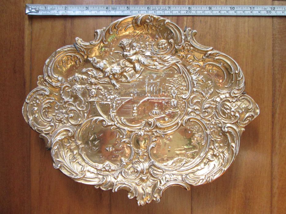 Prato Antigo Faiança Oval Dourado