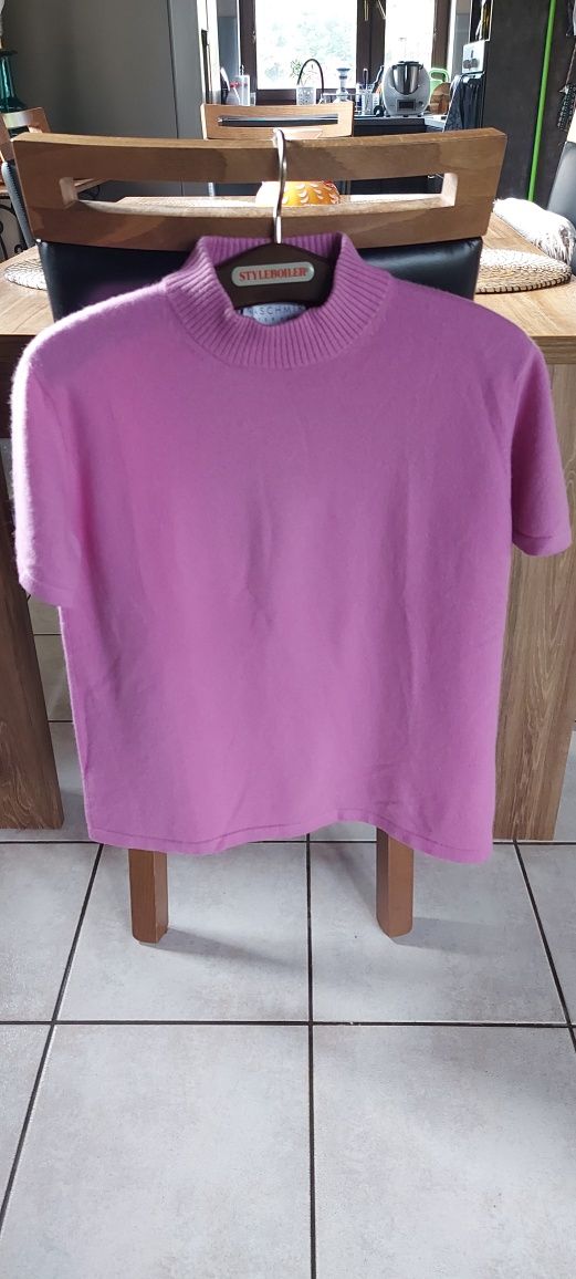 Kaszmirowy sweter półgolf,kaszmir 100%, liliowy XXL
