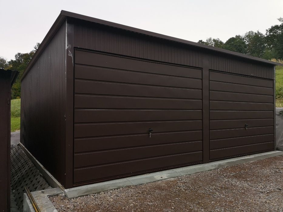 Garaże,garaż blaszany 6x5,6x6 ORZECH panel poziomy PRODUCENT