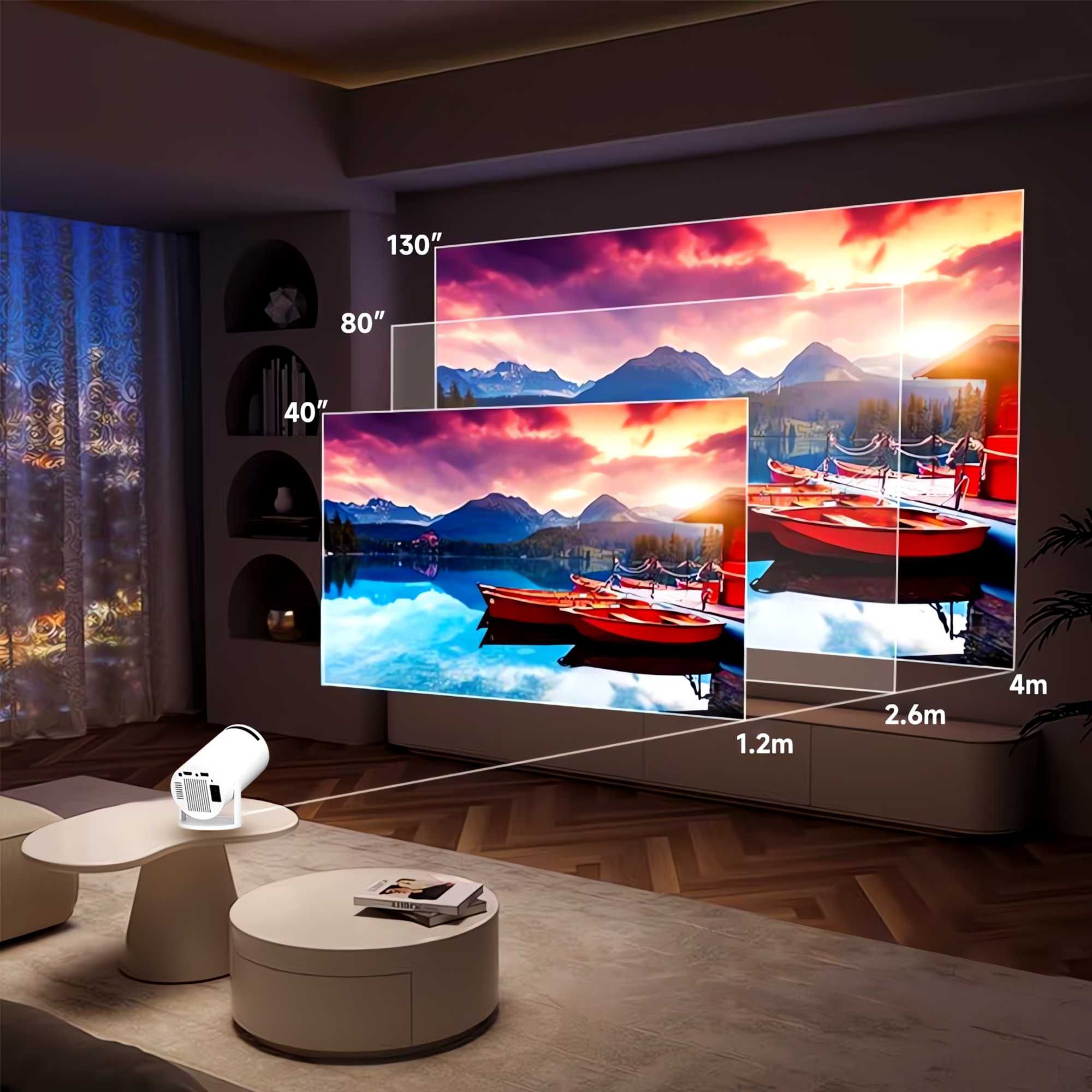 PROJEKTOR HD 720P RZUTNIK Przenośny 4K Led Android 11 Wifi Aplikacje