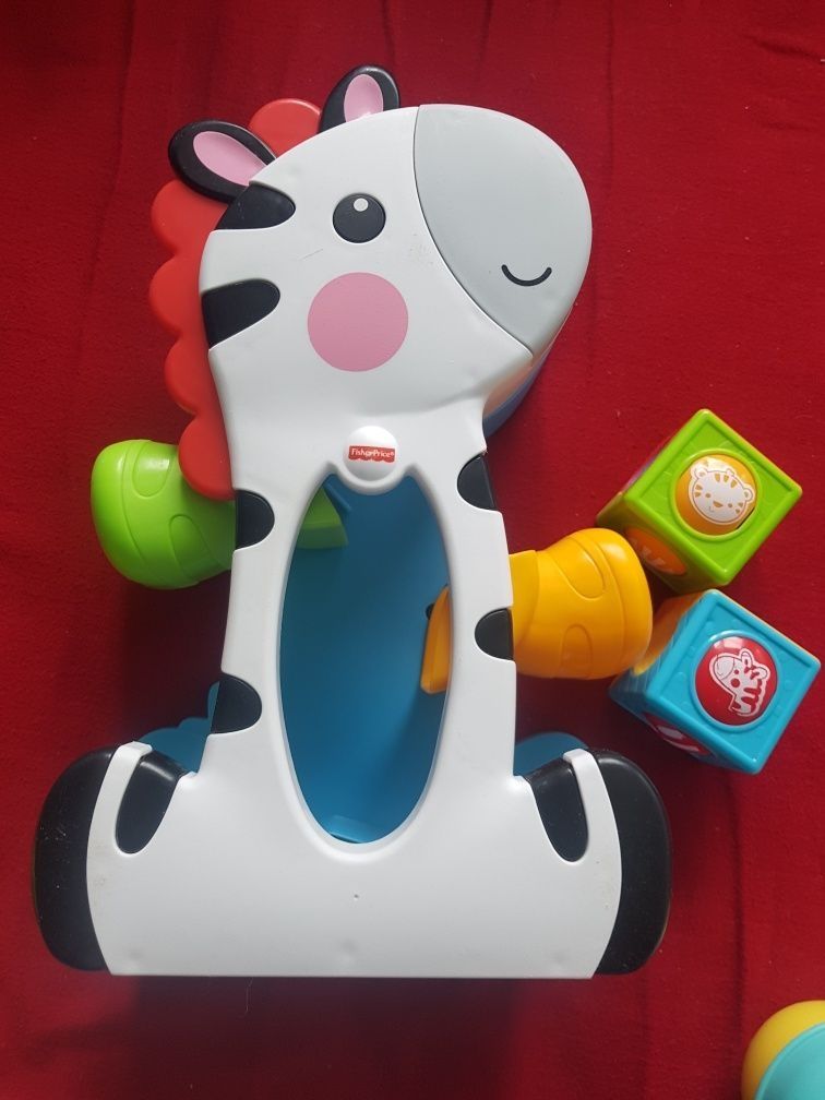 2 edukacyjne sortery- DOMEK z kluczykami Chicco i żyrafa Fisher Price