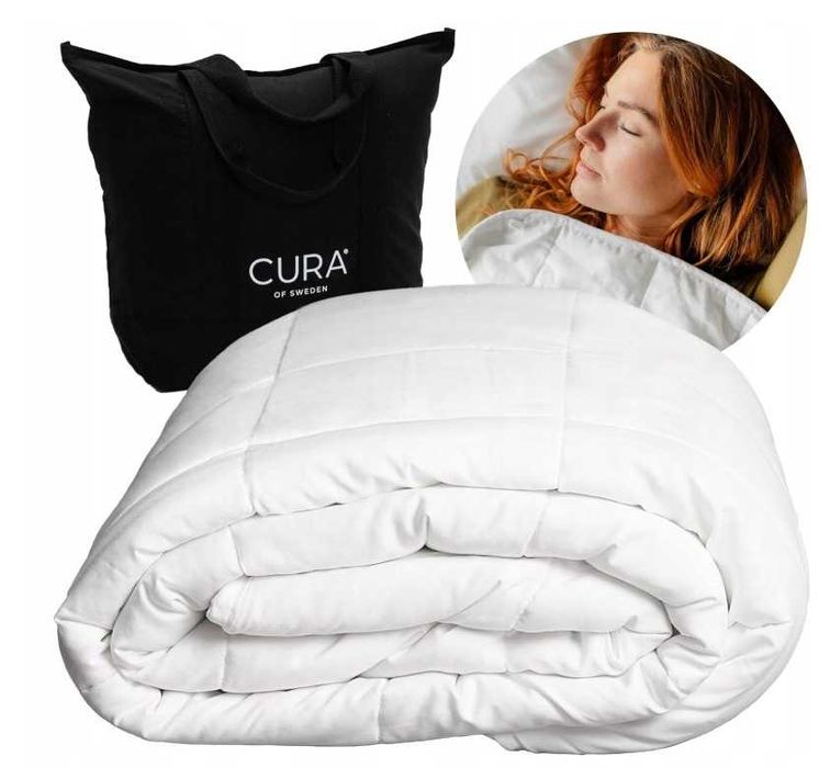Kołdra bawełniana obciążeniowa kolor biały wygodna 135x200  7kg CURA.
