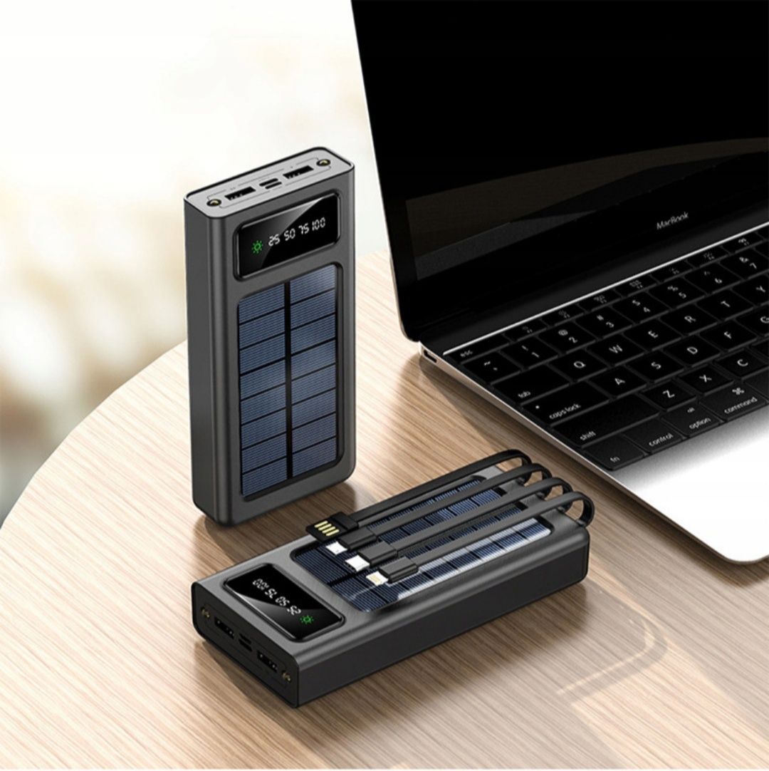 Powerbank Solarny 30000 mAh Wbudowana Latarka