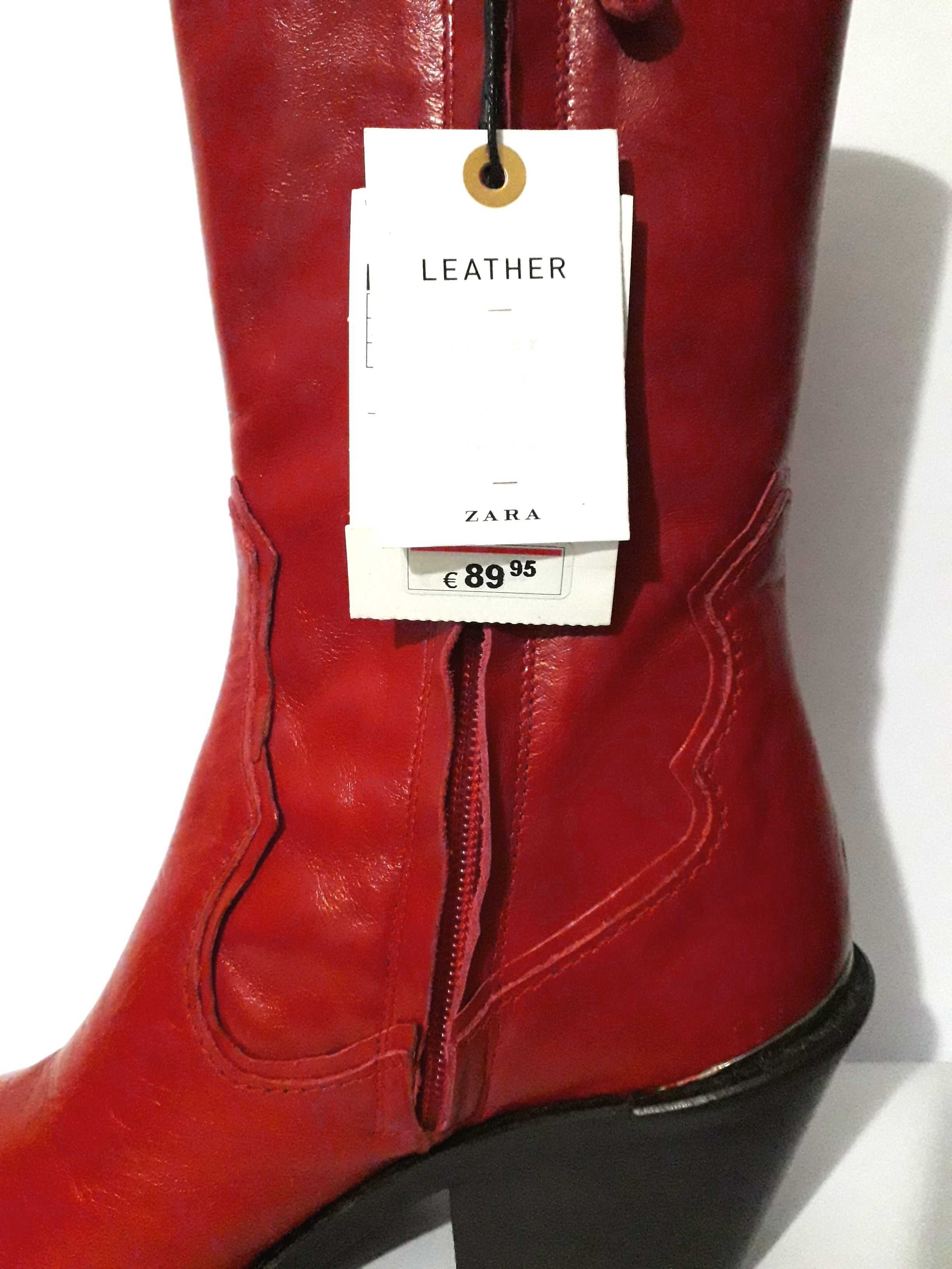 Botas "cowboy" vermelhas da Zara T: 37 Novas c/ etiqueta