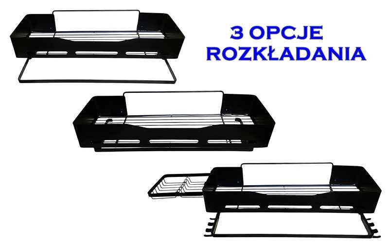 Półki łazienkowe prysznicowe 2 szt metalowe czarny mat samoprzylepne