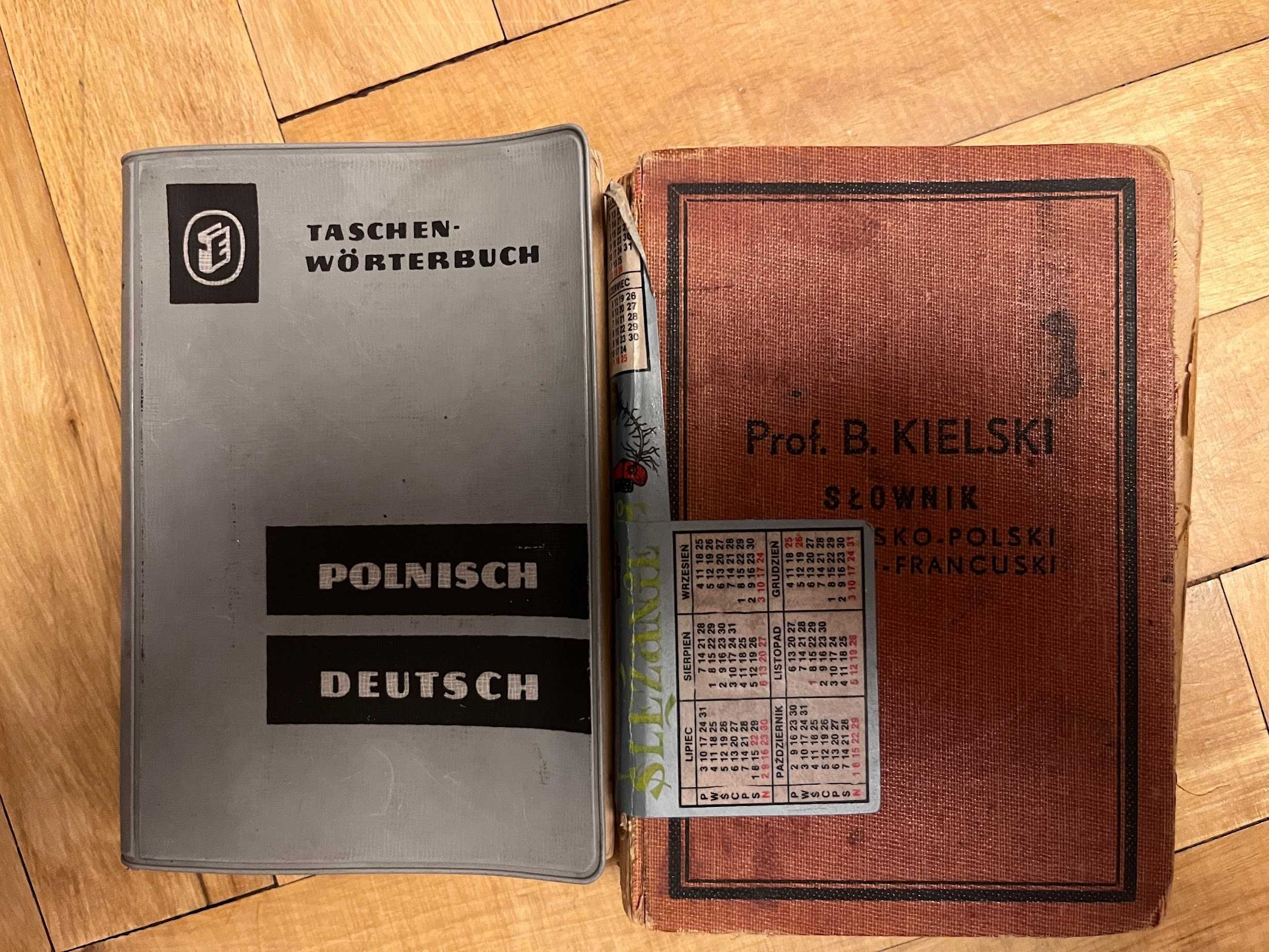 2 słowniki - niemiecki (Jakowczyk, Reinholz) i francuski (Kielski)