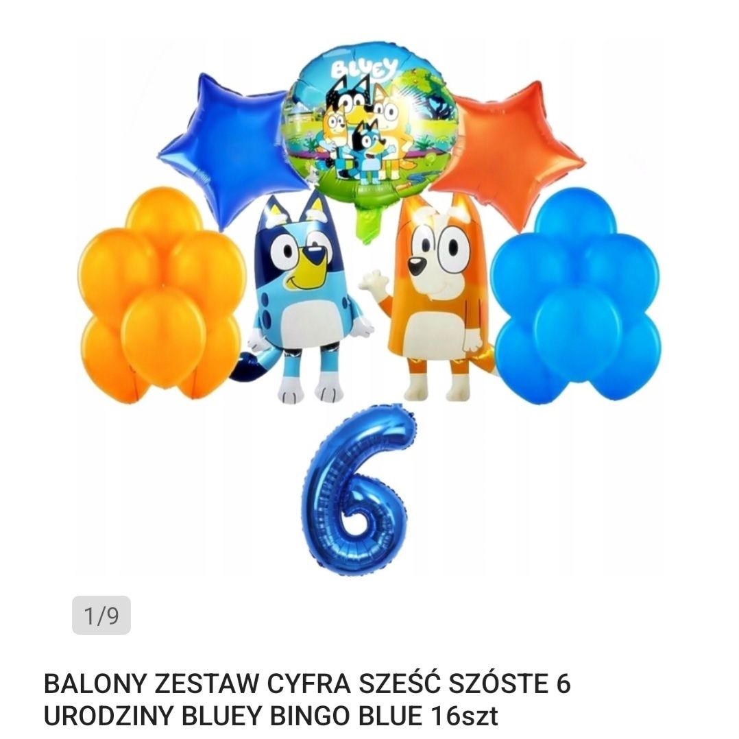 Balony Zestaw Cyfra sześć urodziny bingo blue balony