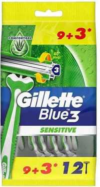 Одноразовые бритвенные станки Gillette Blue 3 Sensative 12 шт.Плавающ.