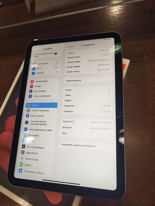 Tablet Apple iPad mini (6nd Gen) 8,3" 4 GB / 64 GB fioletowy