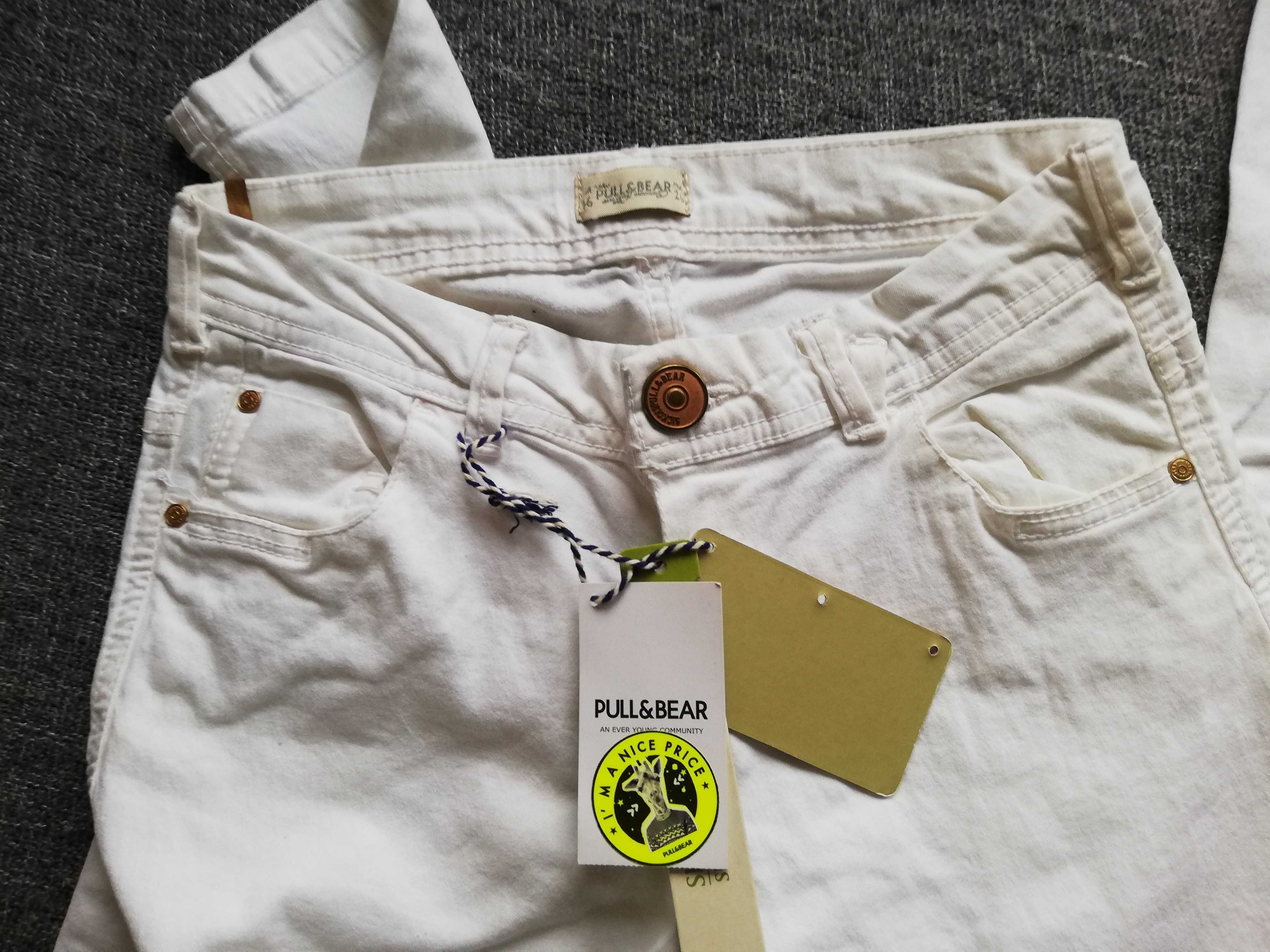 Pull & Bear nowe białe spodnie jeansy r. 36/S