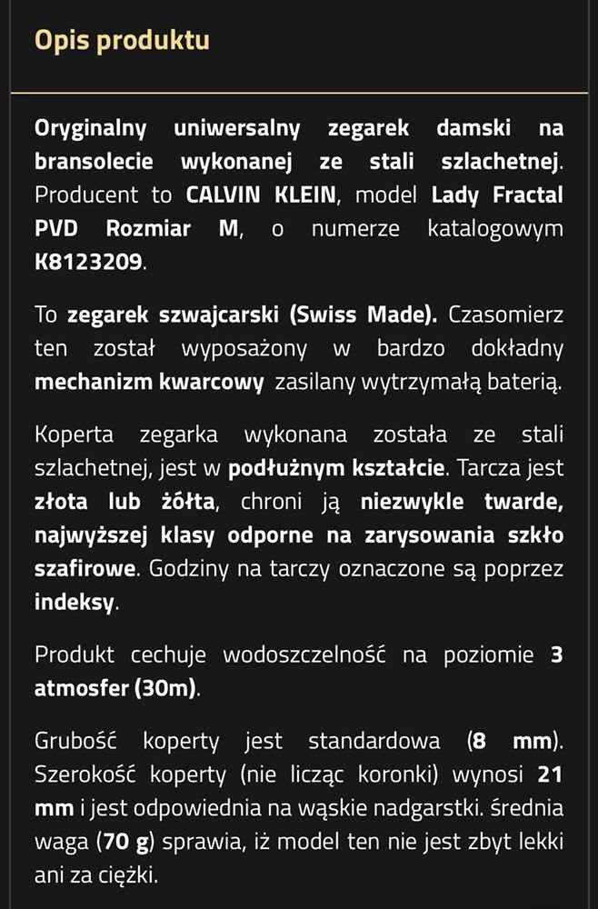 Zegarek Calvin Klein ck zloty oryginal la mania