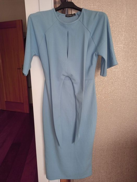 Vestido em malha azul XS boohoo