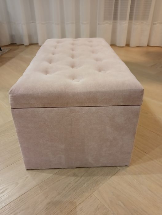 Skrzynia, pufa, kufer z uszami królika, kolor - pudrowy róż