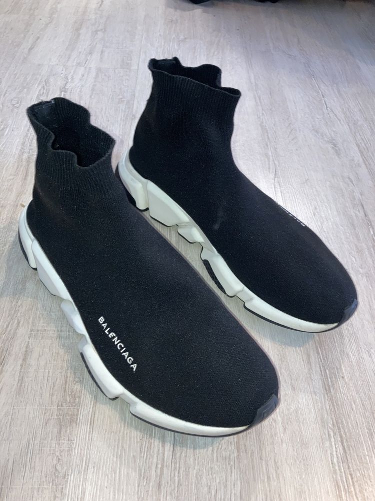 balenciaga speed trainer black white 45