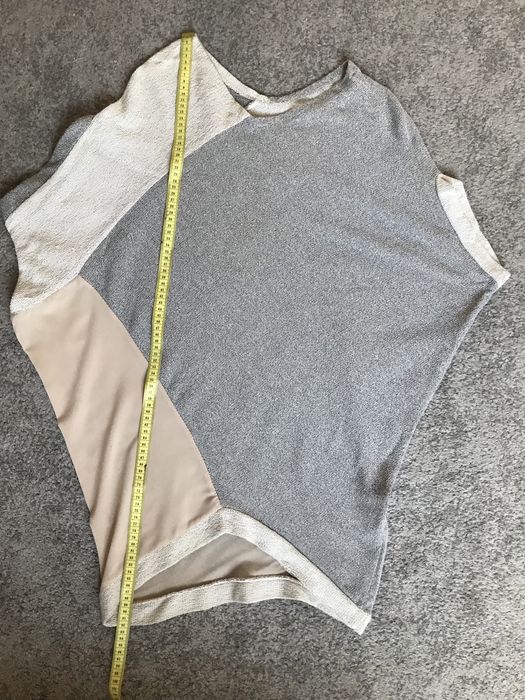 Długi sweter, tunika z łączonych materialów