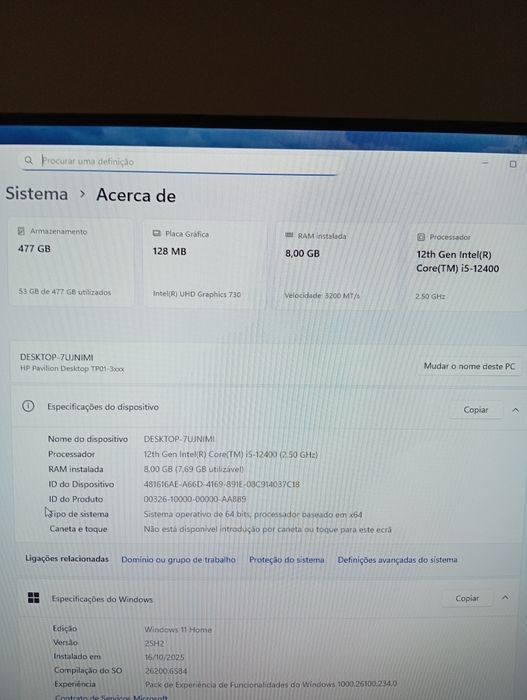 HP Pavilion TP01-3004np I5  i5-12400 (up to 4.4 GHz with Intel®
HP Pav