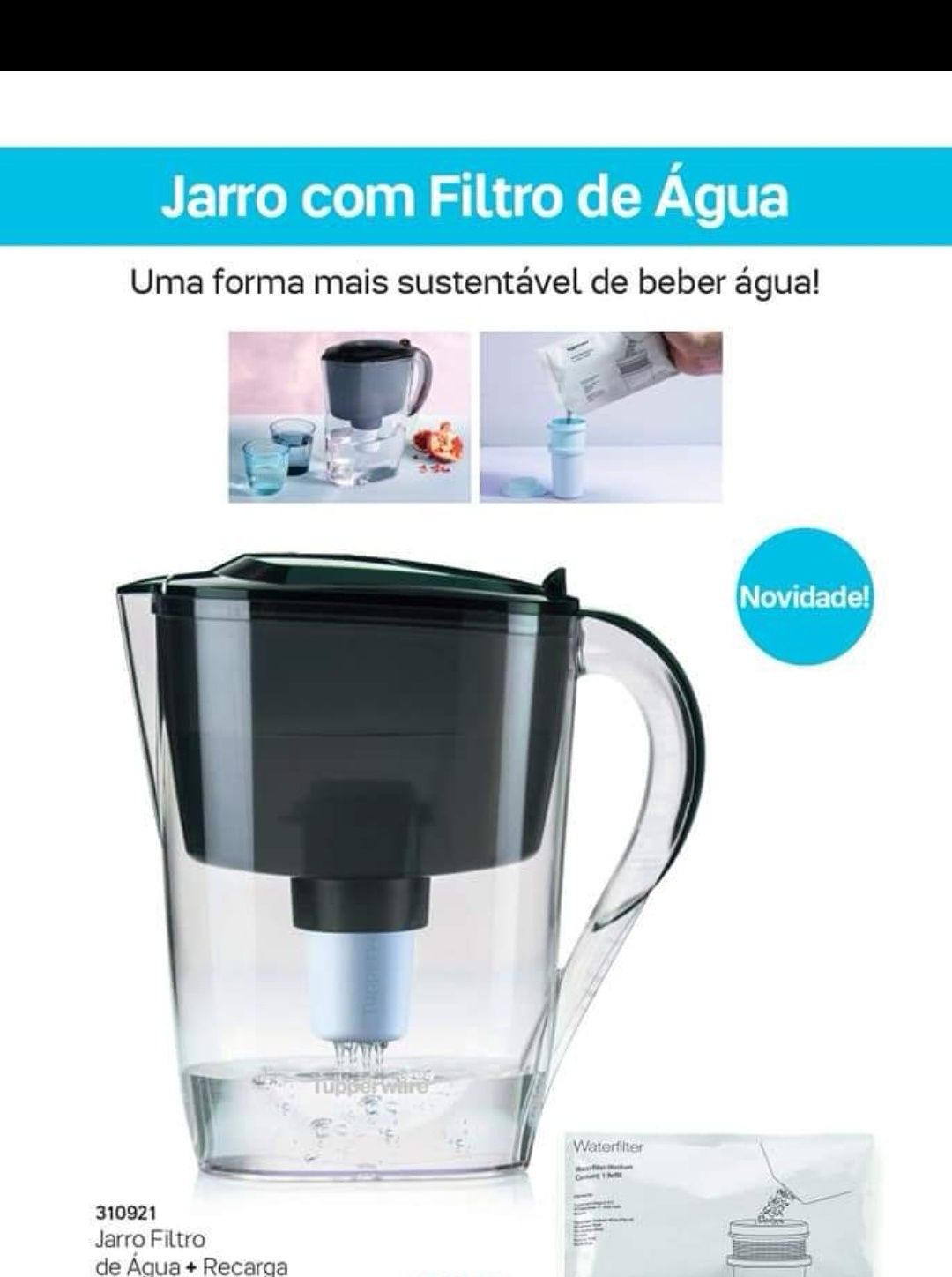 Jarro de filtrar água Tupperware + recarga