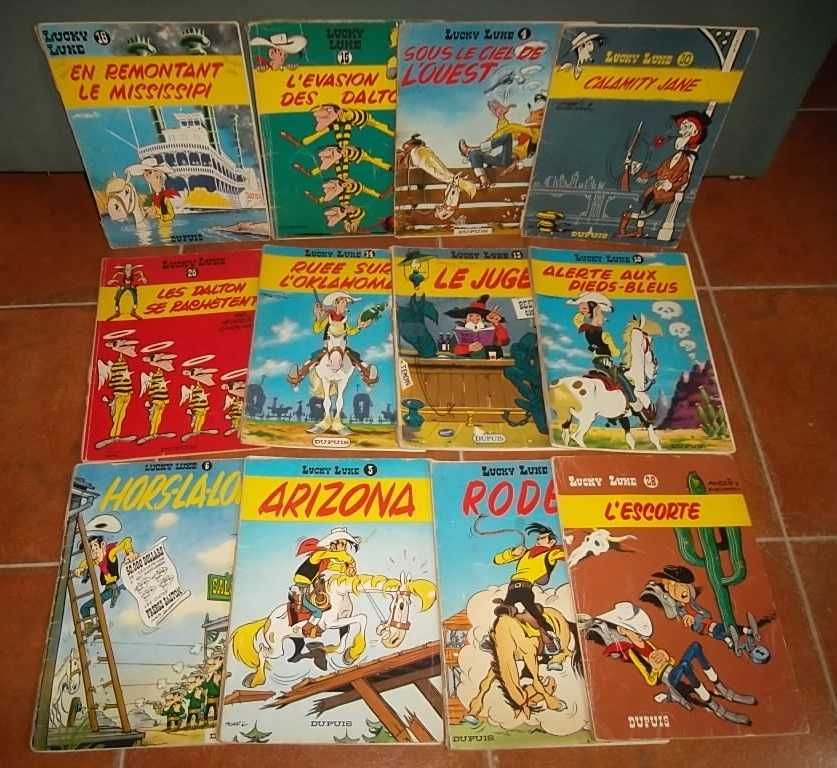 Lucky Luke - Coleção em francês, 12 livros antigos (anos 60)