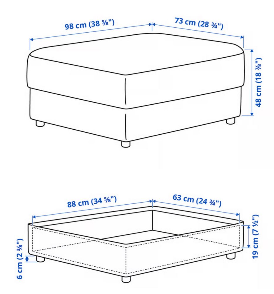 Ikea Vimle podnóżek ze schowkiem