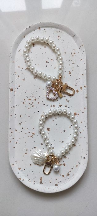 Dwa Breloki Ozdoby Perełki do Torebki Pasuje do Longchamp