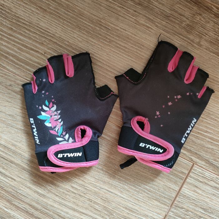 Rękawiczki btwin na rower xxs różowe dla dziewczynki