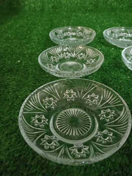 SALATERKA KOMPLET 6szt MISEK SZKLANE okrągłe 10cm Piękny Wzór NrD99