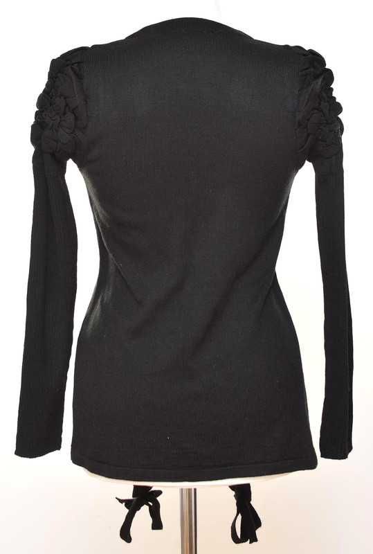 Czarny sweter, asymetryczny, bufki r.36