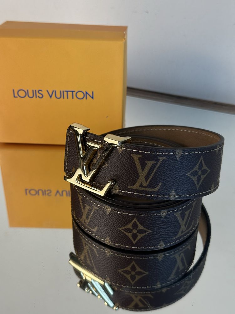 Skórzany pasek brązowy Louis Vuitton monogram skóra naturalna LV