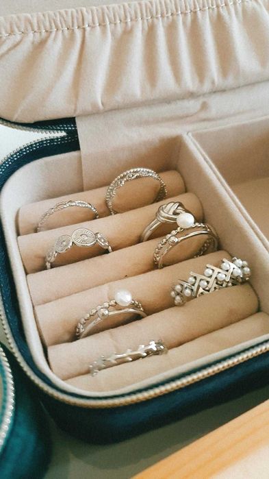 Anéis aço inoxidável prateados