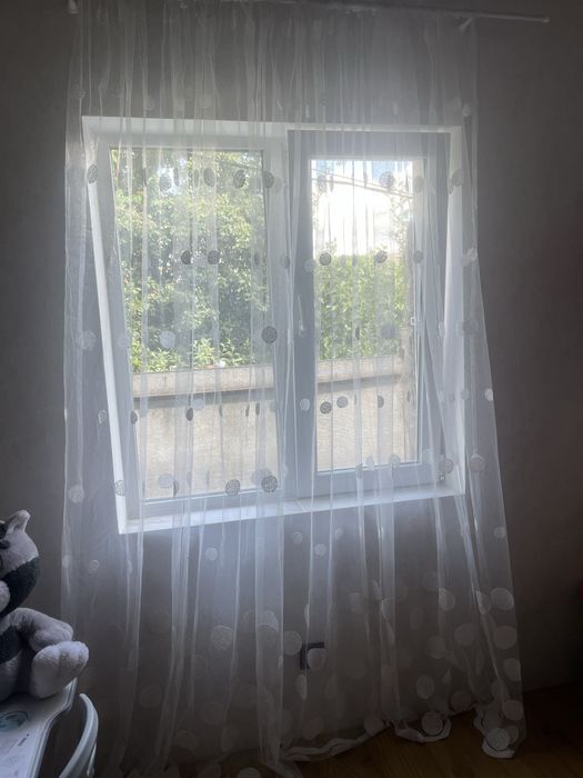 Тюль на тесмі 3,8*2,55  Тюль шифон на петлях біла 5*2,4.