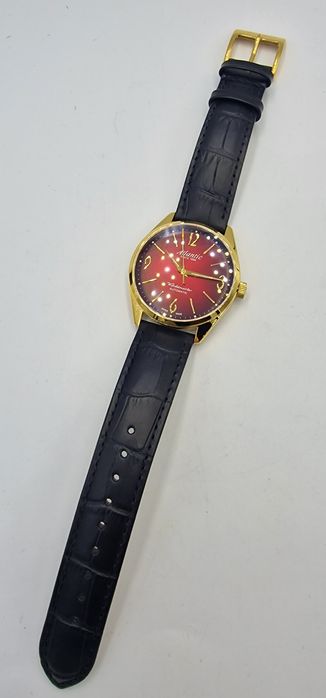 Atlantic Worldmaster Art Deco Automatic - szafir, skóra - Gold + Red