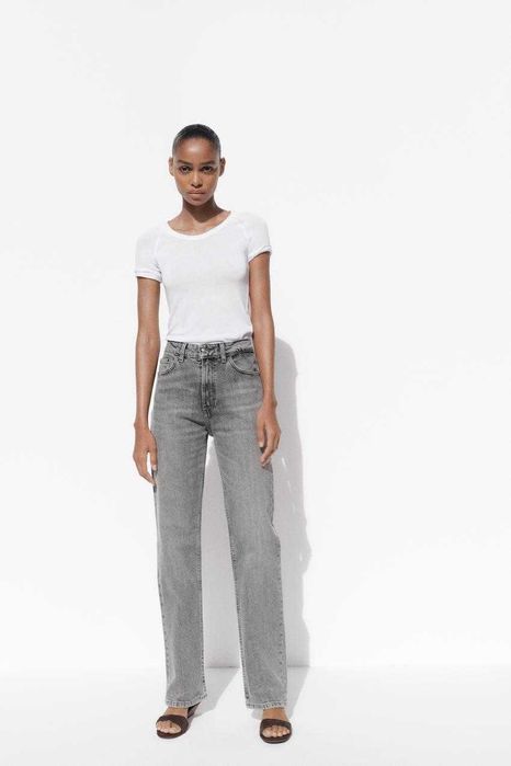 Сірі джинси мом fit zara