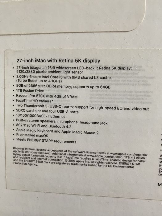 Apple Imac 27 cali 5K 1TB 40 GB ram 2019 ALLinOne macbook