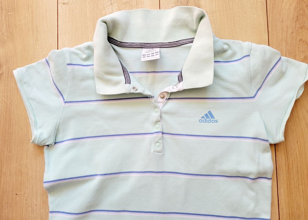 Koszulkadamska  polo miętowa Adidas pasuje na rozmiar 36/38