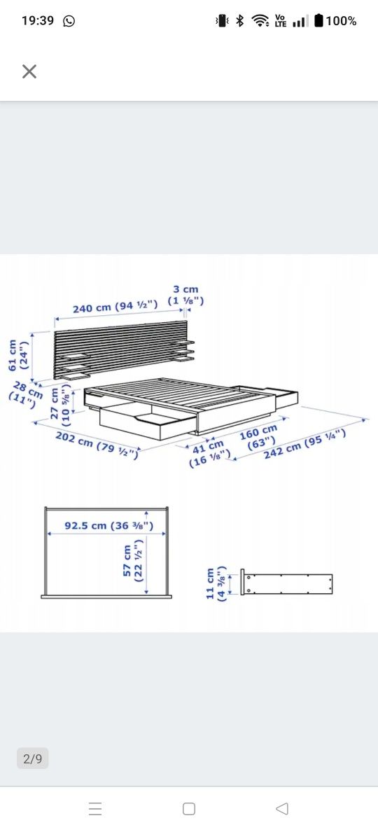 Łóżko podwójne Ikea Mandal 160