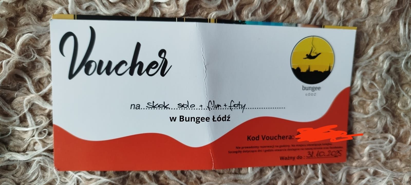 Sprzedam Voucher skok na Bungee Łódź solo + foty + film