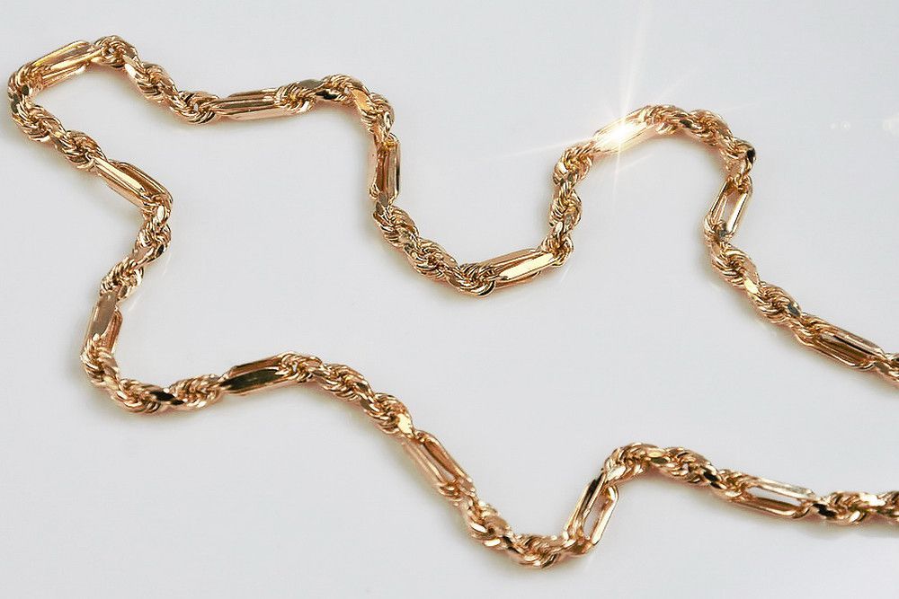 Łańcuszek z czerwonego różowego złota 14k 585 Corda-Figaro cc082r G 55