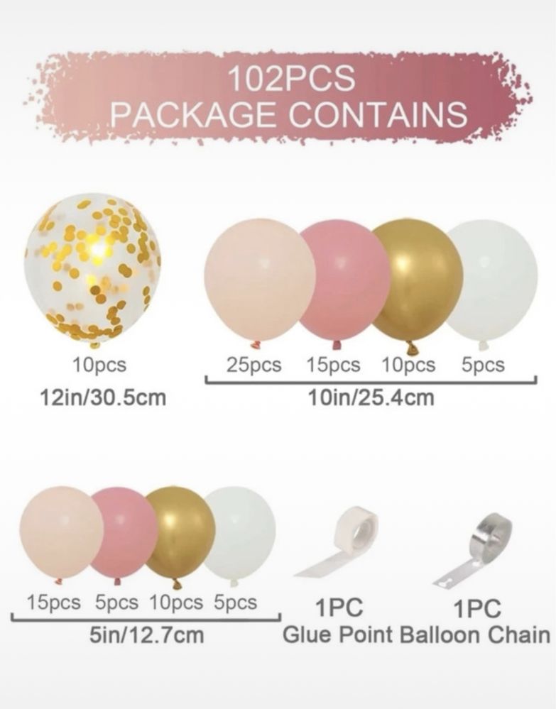 Zestaw balony balonów ścianka róż złoto baby shower panieński sl