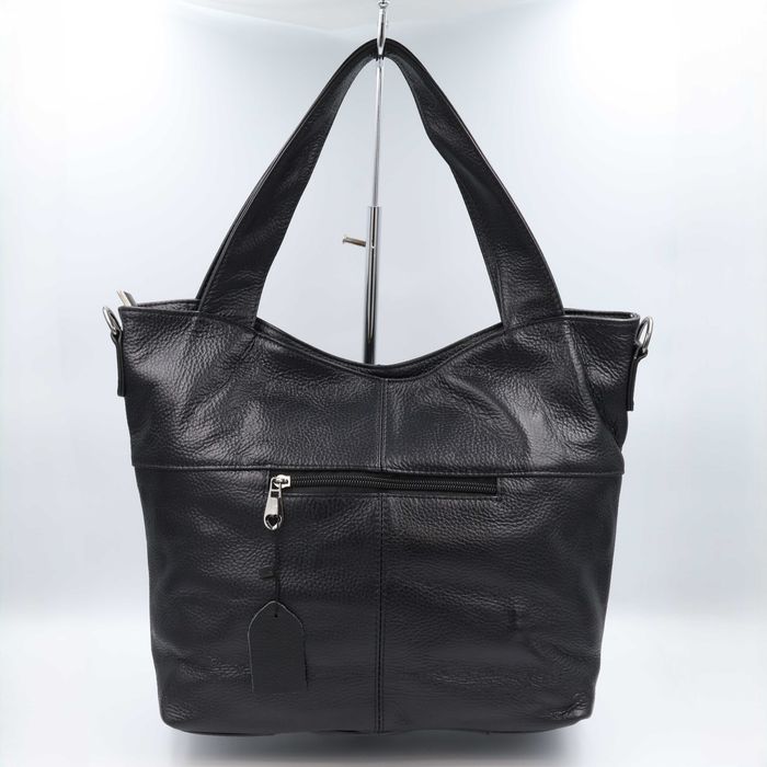 Сумка жіноча шкіряна leather 9001 black Сумка женская кожаная черная