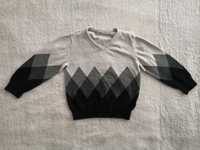 Szary elegancki sweter w romby H&M 98 - 104 jak nowy