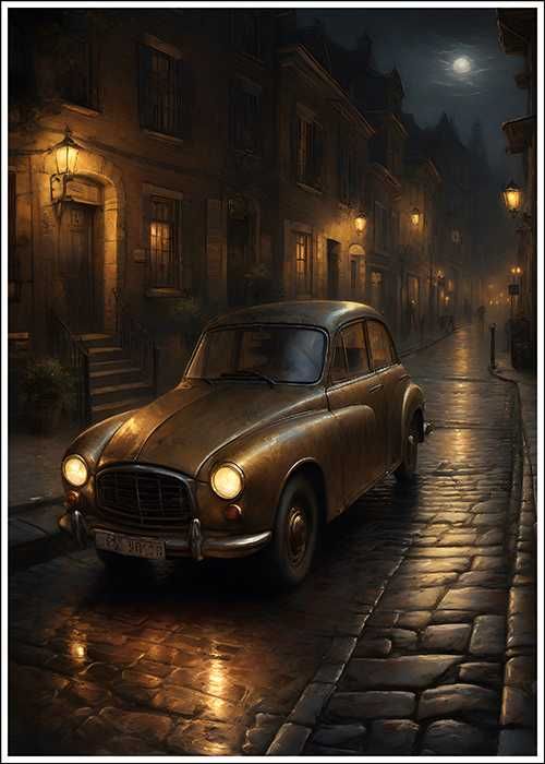 Plakat samochód w romantyczną noc 2 do salonu - 50x70cm