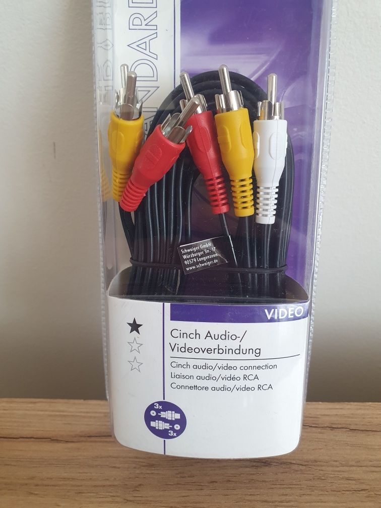 Przewód kabel 3xRCA Wtyk- wtyk 5m audio-wideo