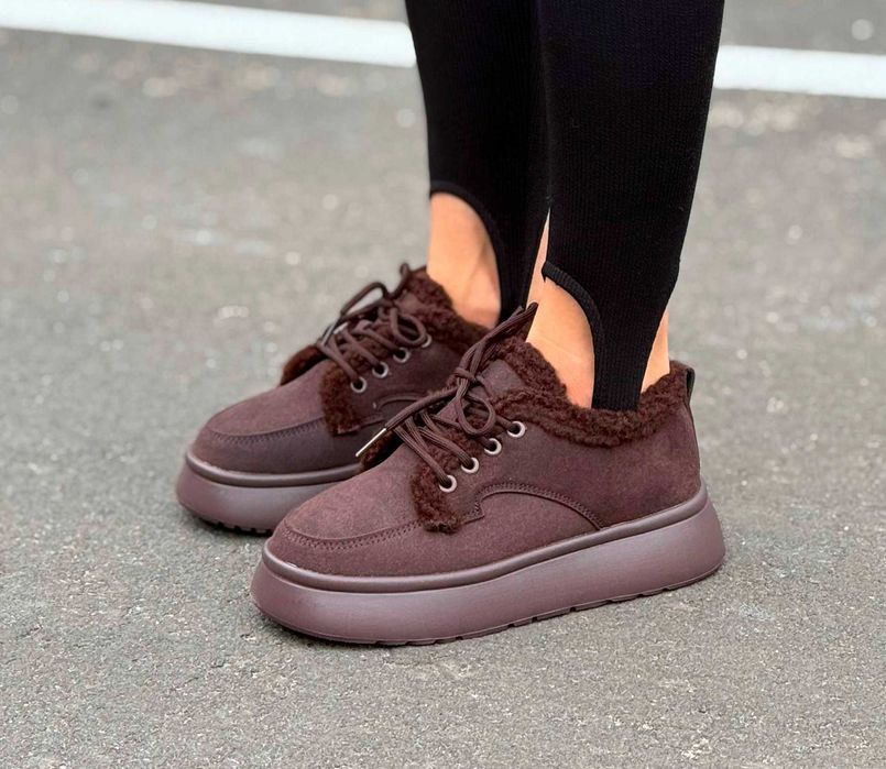 Жіночі зимові черевики на хутрі (36-41) зимові кросівки шоколадні