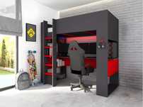 Cama alta com secretária gaming