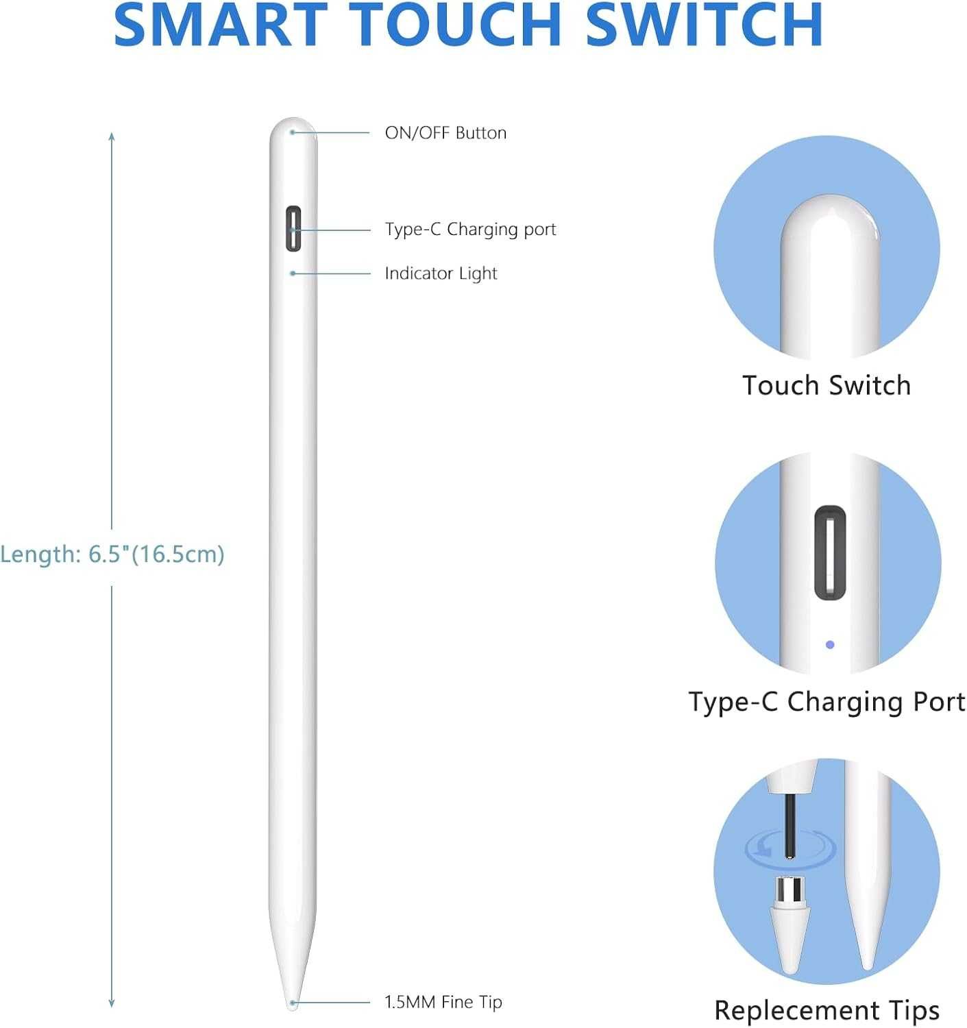 COO uniwersalny rysik do Samsung LG Lenovo Vivo Huawei iPhone biały