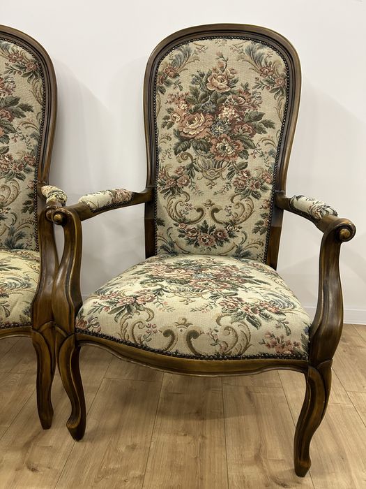 Fotele stylowe komplet dwie sztuki gobelin