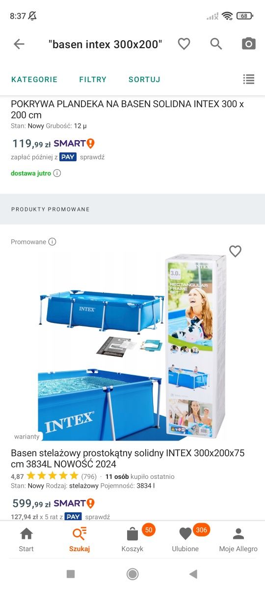 Basen intex 300 x 200 wraz z pokrywą