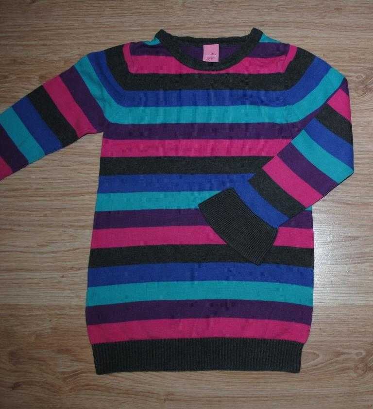 160-> swetr w kolorowe pasy z dzwonowatym mankietem ADAMS r.104 3-4Y