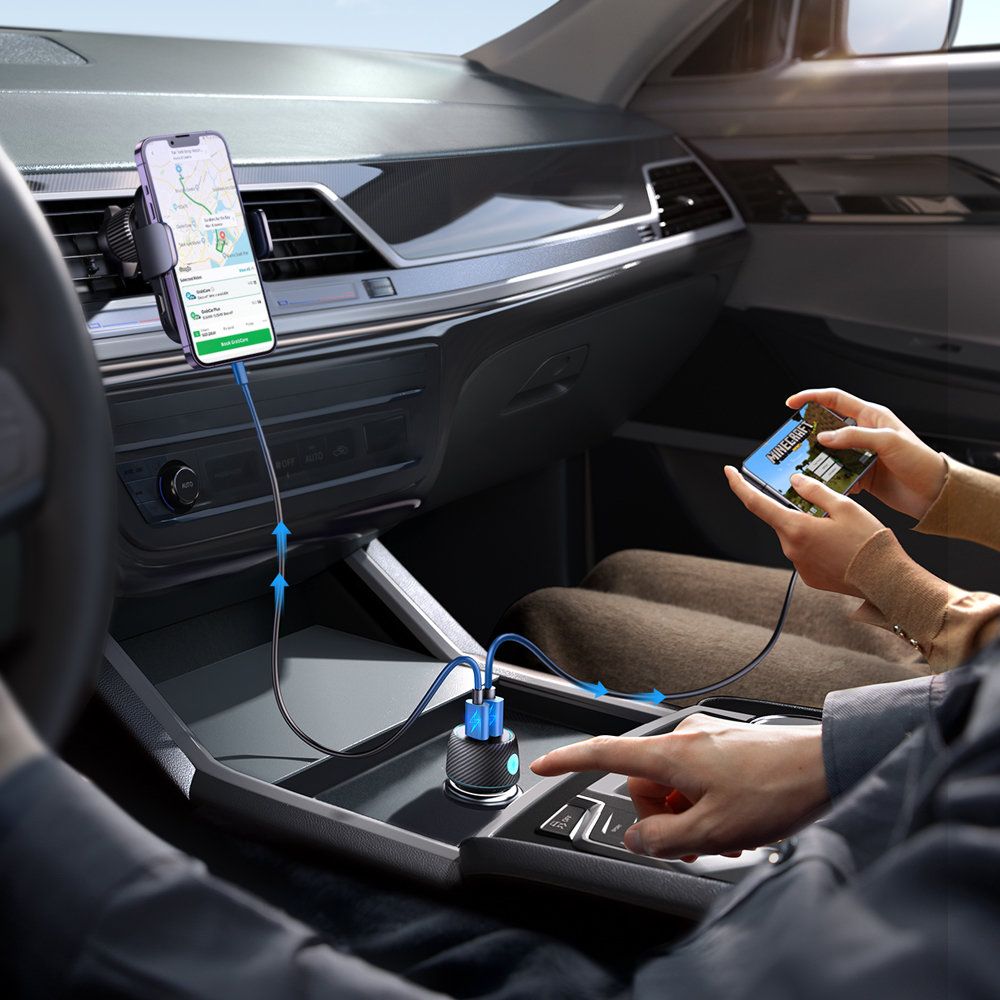 ładowarka samochodowa 60w pd usb-c usb-a czarna